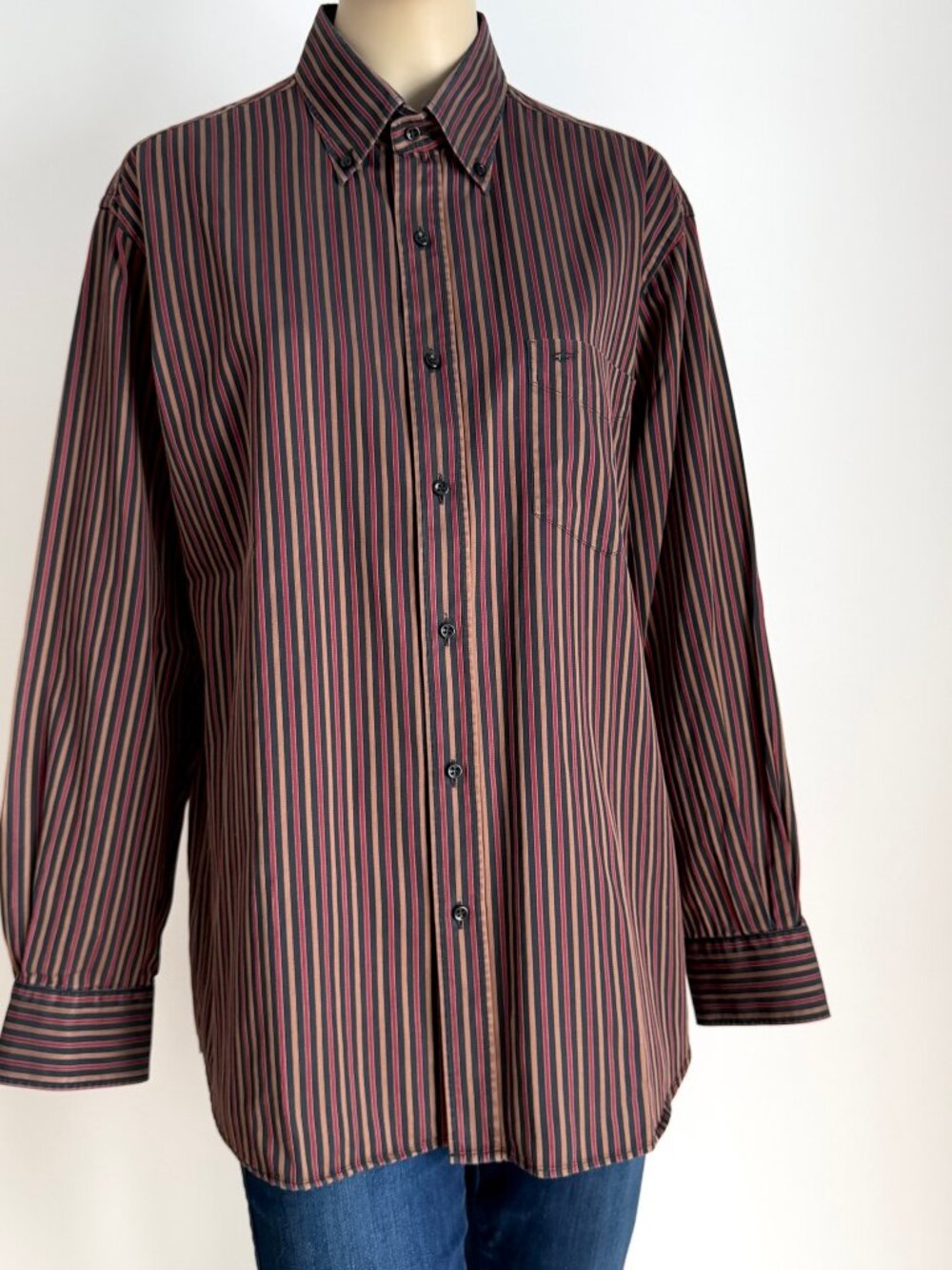 PAUL & SHARK YACHTING Italy Mens Multi striped Dress Shirt 42 (L)